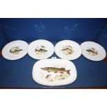 A Bavarian china fish set; serving plate and four dinner plates.