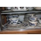 A quantity of Copeland late Spode blue and white dinner ware with hop leaf rim decoration with