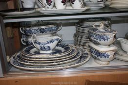 A quantity of Copeland late Spode blue and white dinner ware with hop leaf rim decoration with