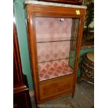 A mahogany and other woods Vitrine having light and darkwood stringing and cross-banding,
