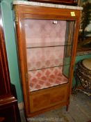A mahogany and other woods Vitrine having light and darkwood stringing and cross-banding,