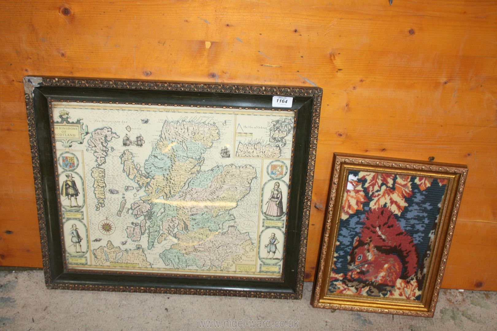 A copy of a John Speed map 'Kingdom of Scotland', frame damaged,