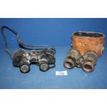 A part cased set of binoculars and a pair of Aitchison 8 x 32 Lumina (no. 16700) binoculars, a/f.