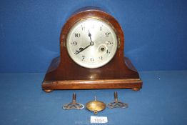 A Napoleon Hat mantel clock, eight day movement, chiming on half hour, Arabic numerals,