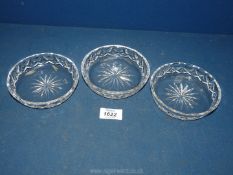 Three Waterford Crystal 'Nocturn' sweet dishes.