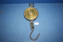 A heavy cast iron and brass Salters Spring Balance, scales up to 200lb weight.