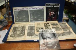 A small quantity of ephemera relating to the death of Sir Winston Churchill including the two LP's