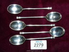 Five silver Teaspoons, Birmingham 1932, maker Ernest W. Haywood, 53 gms.