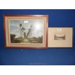 A small framed and mounted Etching depicting Tauranga N.Z.