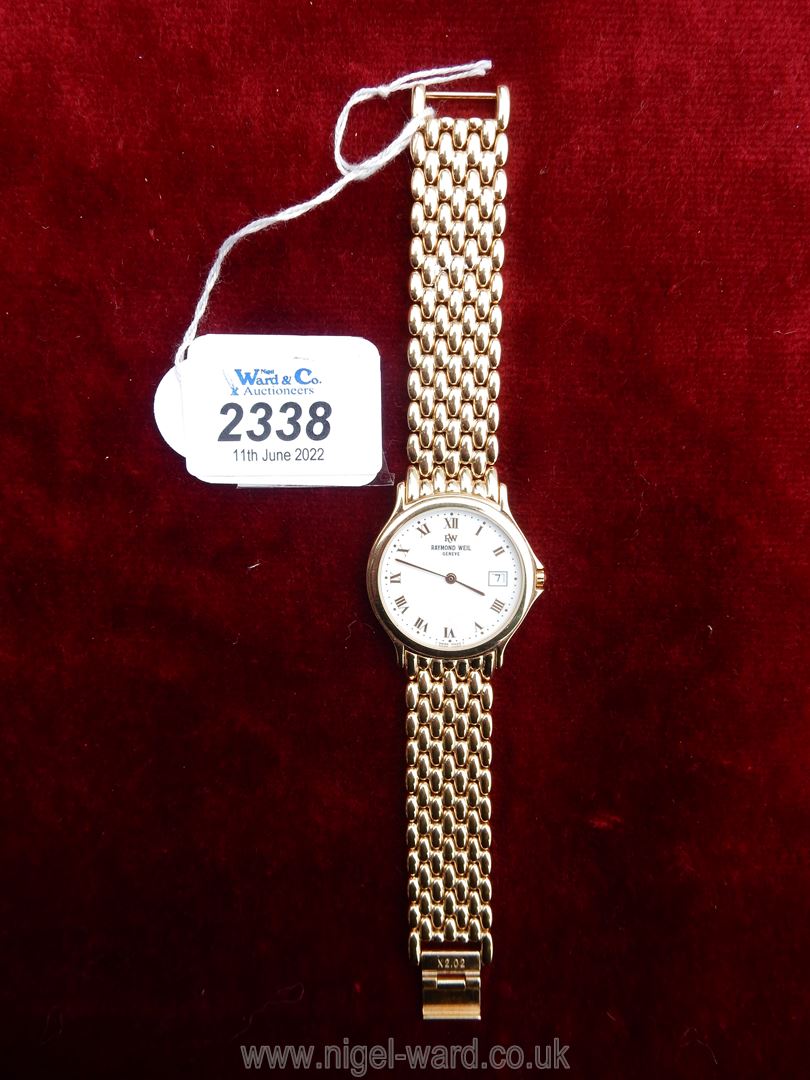 A Raymond Weil Chorus 5568 32mm gold plated quartz watch.