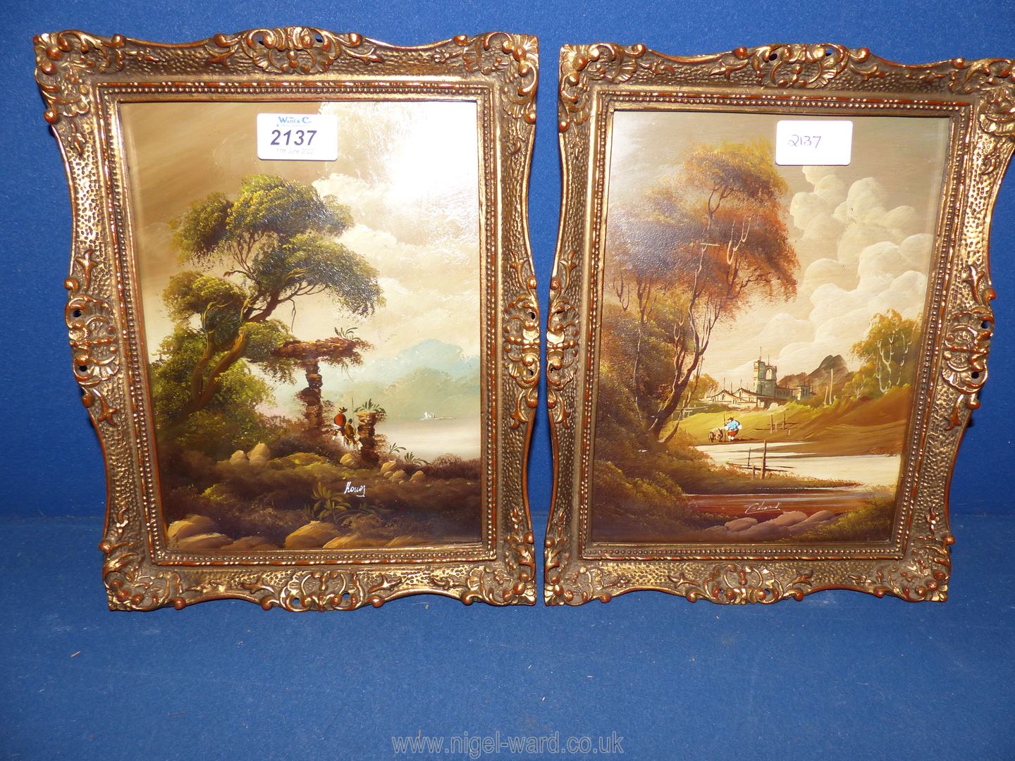 Two gilt framed Oils on copper,