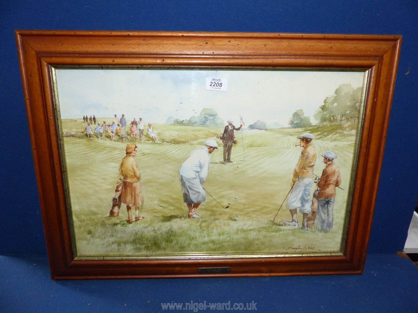 A framed D.E. West golfing print titled 'The Long Chip'. - Image 2 of 2