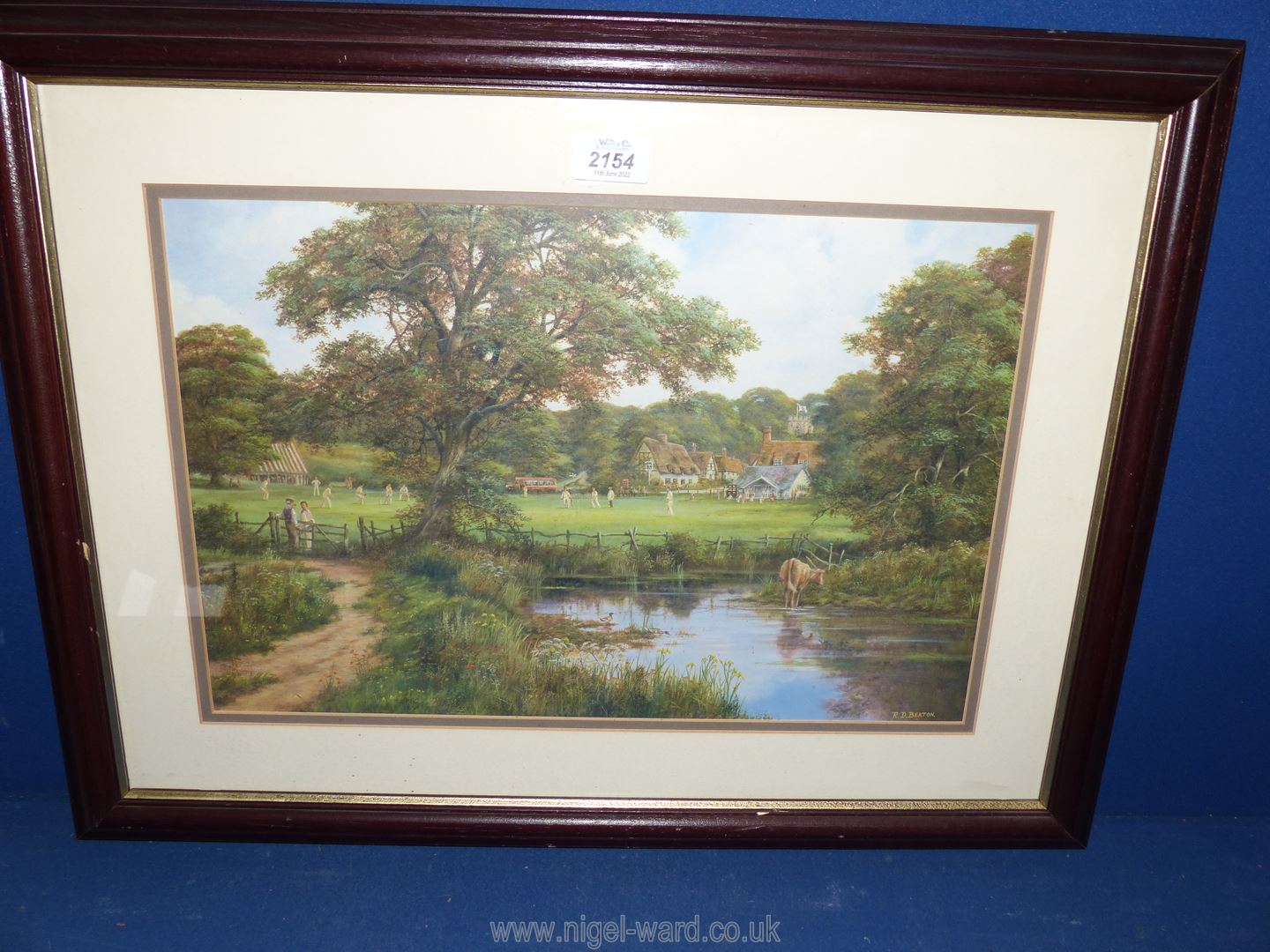 A framed and mounted Ron Beaton Print titled 'Willow and Thatch' 24 3/4" x 18 1/2". - Image 2 of 2