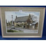 A large Watercolour of a Northamptonshire village by Frederick Gibson, signed and dated 1978.