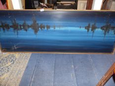 A large Oil on board of city scape by W.R. Holmes 62" x 22 3/4".