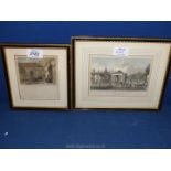 Two engravings to include a 19th c. hand tint engraving of Westerham, Kent drawn by G.