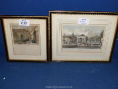 Two engravings to include a 19th c. hand tint engraving of Westerham, Kent drawn by G.