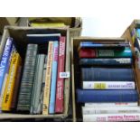 Two boxes of books including Building, Trains and Medical books.