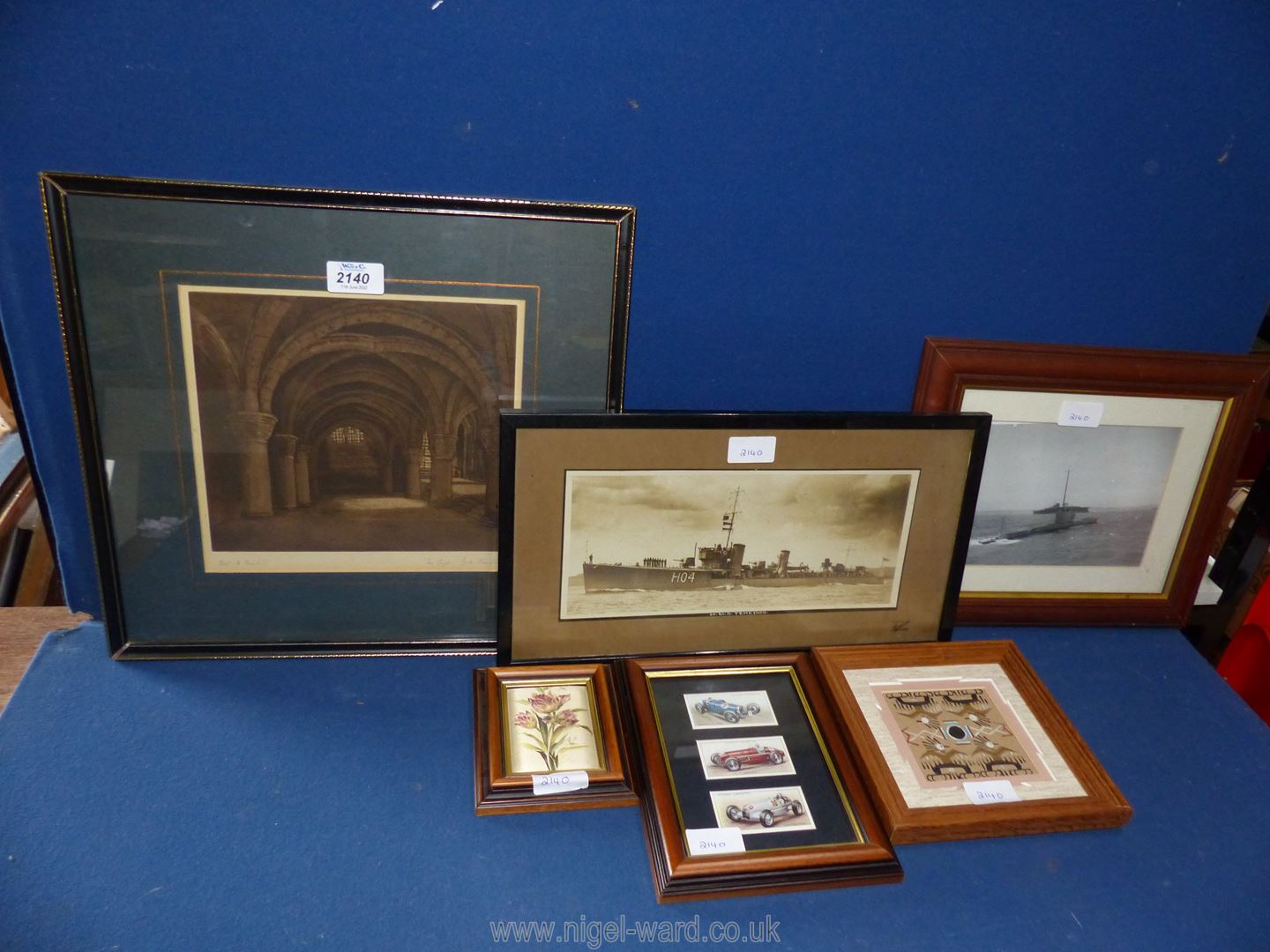 A quantity of prints and pictures including a Lithograph titled 'The Crypt, York Minster',