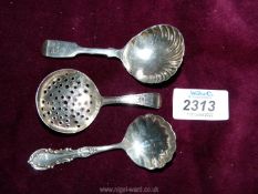 Three silver Spoons including two jam spoons,