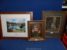 A framed Oil painting of a still life of flowers, signed lower right C.