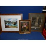 A framed Oil painting of a still life of flowers, signed lower right C.