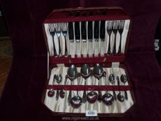 A six place setting Viners of Sheffield 'Chromoid' canteen of cutlery, cased.