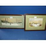 Two walnut framed Watercolours depicting Winter landscapes;