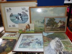 A quantity of prints to include Claude Monet, Feeding the ponies,