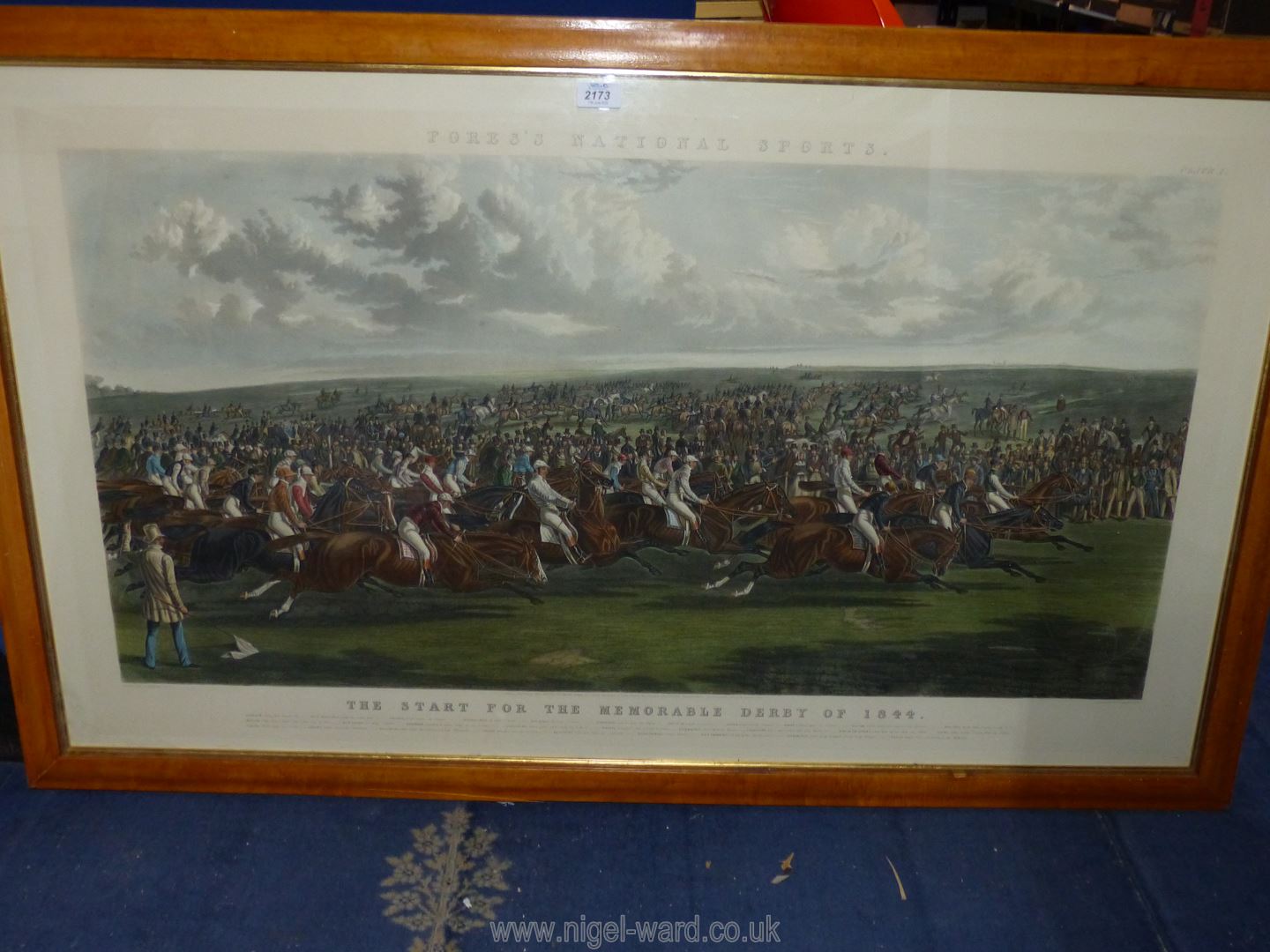 A large framed Fores's National Sporting print 'The Start of The Memorable Derby of 1844,