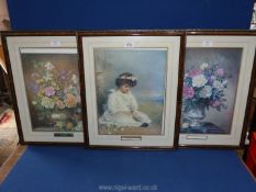 Three floral prints including 'Roses' by Albert Williams, 'Darling Blue' etc.