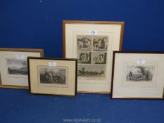 Four framed coloured engravings 'The Sugar Loaf and Skirrid Mountains', 'Llanthony Abbey',