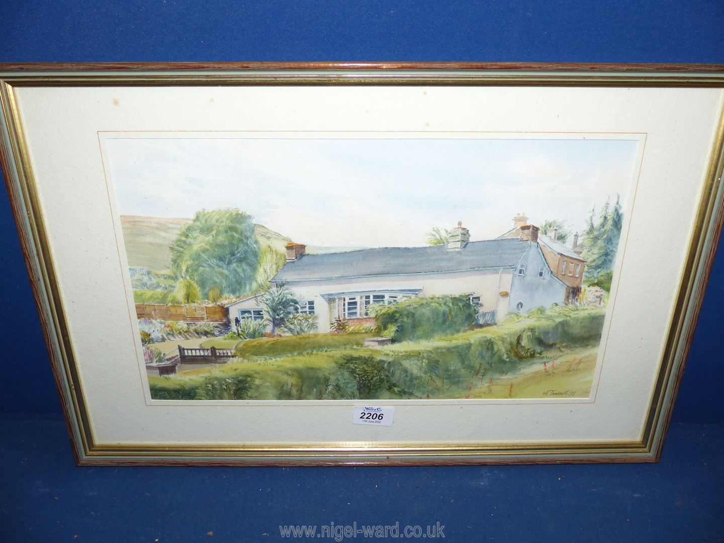 A framed and mounted watercolour, signed lower right A. - Image 2 of 2