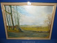 A framed and mounted Acrylic on board label verso titled 'The Brecon Beacons', signed Arthur C.