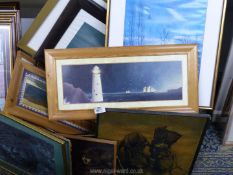 A quantity of Prints to include a Turner landscape, lighthouse, Rembrandt Van Rijn etc.