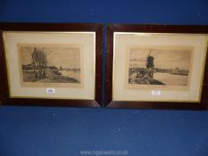 Two framed and mounted Etchings of H.