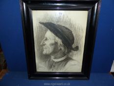 A 19th c. Drawing of Man in a Hat.