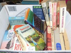 A box of paperback novels including The Philosophers Pupil by Iris Murdoch,