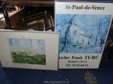 Two framed Prints of Saint-Paul-de Vence by the artist Franc Turc.