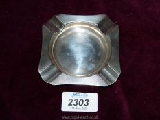 A silver ashtray, Birmingham 1965 with machined panels, makers mark indistinct, possibly S.J.