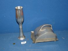 A Pleasance & Harper Ltd Cornish pewter cheese dish and a Royal Selangor pewter goblet.