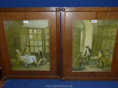 A pair of wooden framed and mounted F.M.