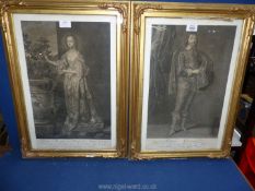 A pair of early full-length portrait Mezzotints of Arthur and Jane Goodwin of Wichendon,