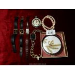 A quantity of watches to include Seconda, Indiglo, Timex, Ingersoll, Triumph, pocket watch, etc.