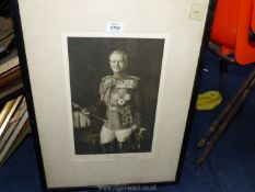 A large framed Print three quarter portrait taken from a photograph of Field Marshal Lord Birdwood,