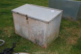 A galvanised feed bin, 50'' x 31'' x 35''.