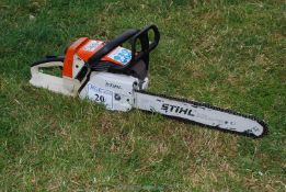 A Stihl Wood Boss 024 AV chainsaw with chain-brake, working, ran at time of lotting.