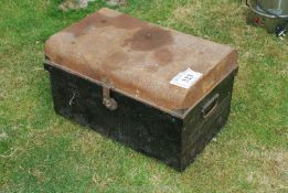 A tin trunk.