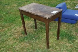 An Oak side table 33" long x 18 1/2" wide x 29 1/2" high.