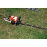 A Stihl HS 45 petrol driven hedge cutter, good compression. Ran at time of lotting.